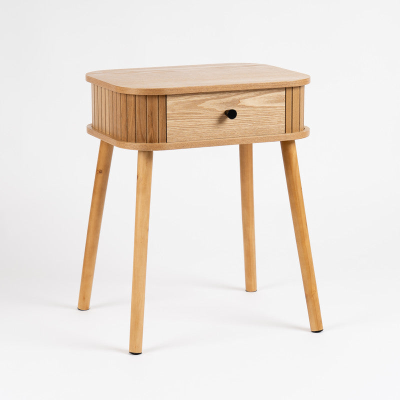 Curved Organic Solid Wood Side Table | 1 Drawer